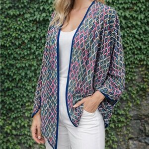 SOFT SURROUNDINGS Ikat Print Lightweight Cocoon Cardigan, L/XL